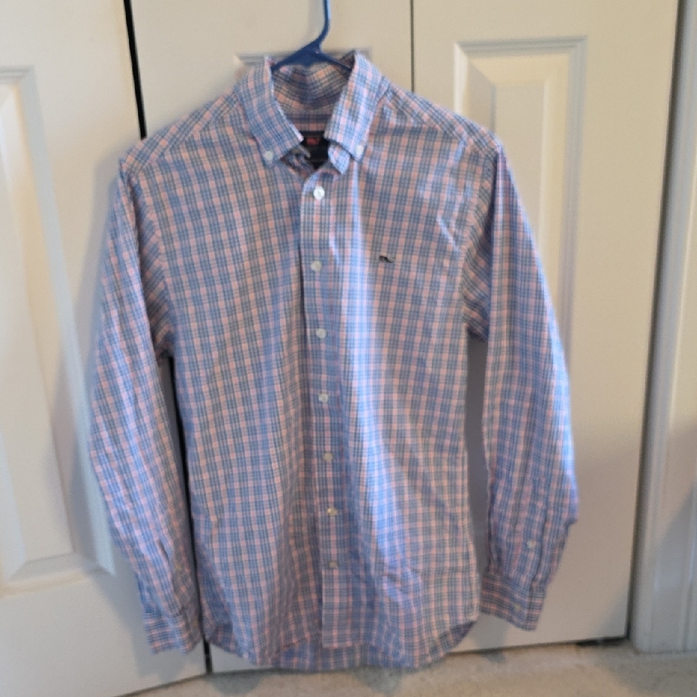 Vineyard Vines Pink and Blue Plaid Shirt